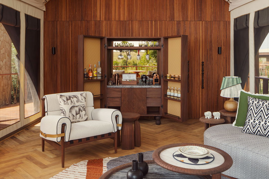 mini bar in living area of suite at ritz carlton masai mara