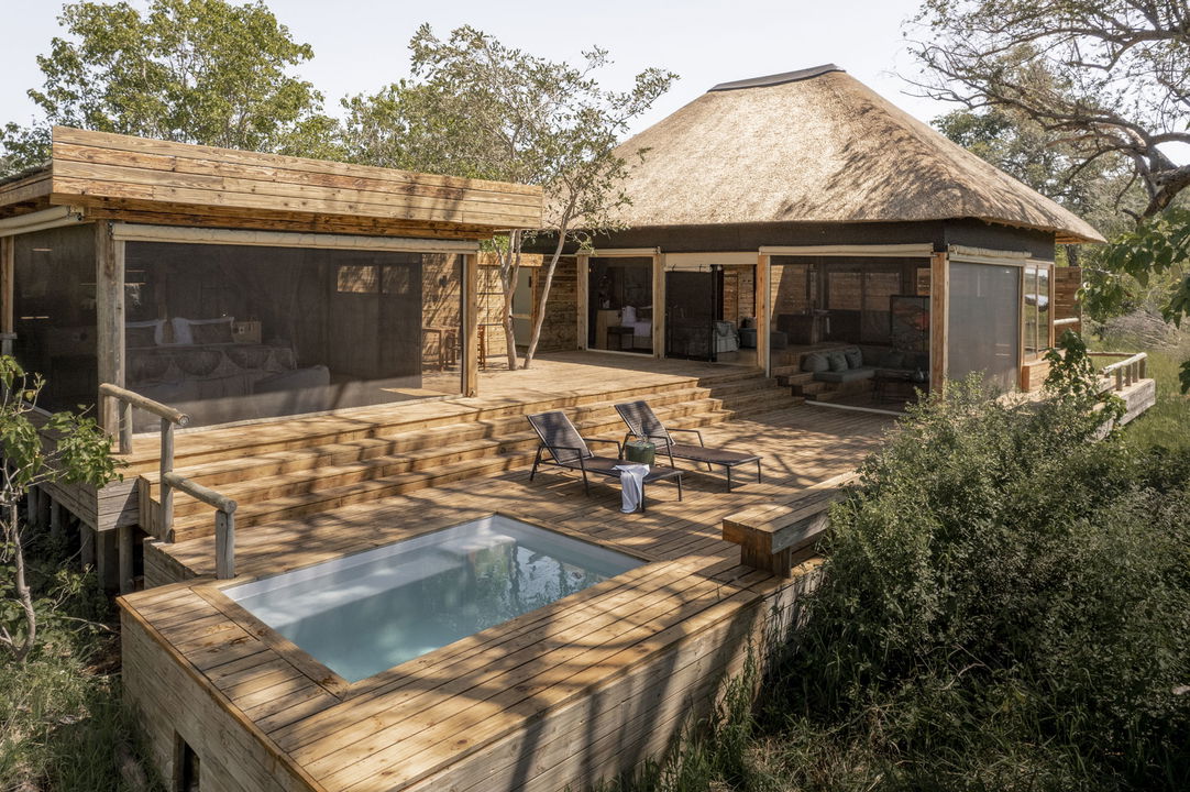 pool deck at Vumbura Plains Camp Wilderness Okavango Delta