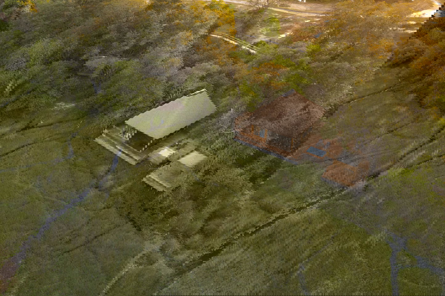 aerial view of luxury suite at Vumbura Plains Camp Wilderness Okavango Delta