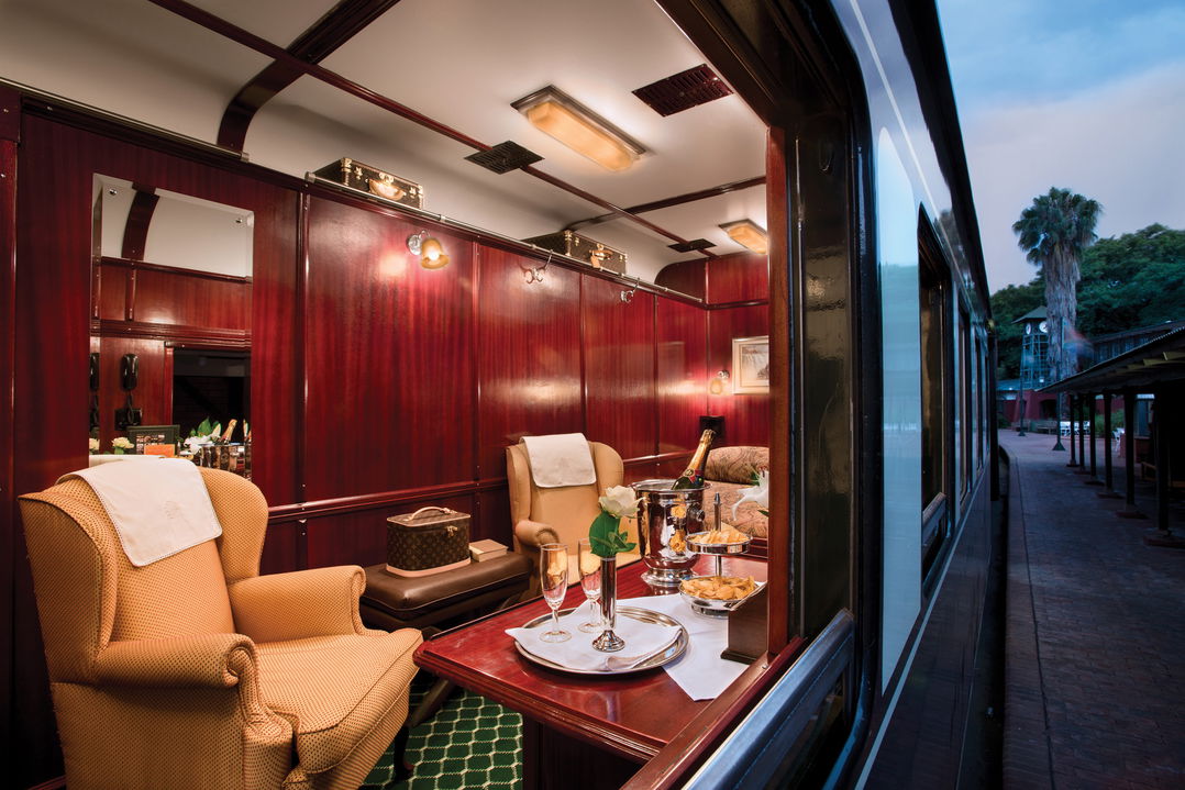 inside the royal cabin of Rovos Rail Luxury Trains