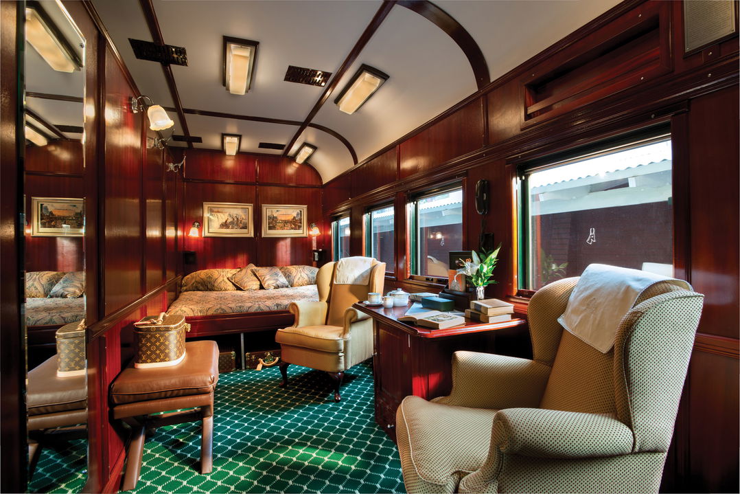 inside the royal suite of Rovos Rail Luxury Trains