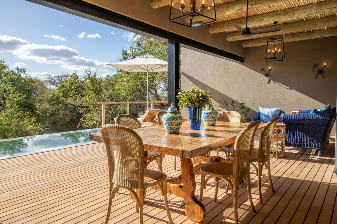chairs n main deck of baobab suite by royal malewane waterside lodge