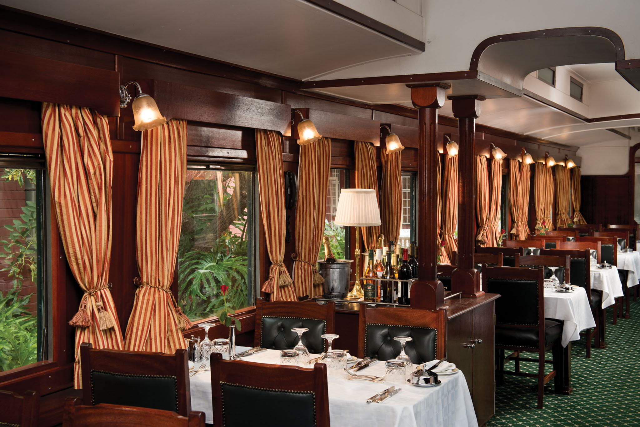 dining cart of Rovos Rail train