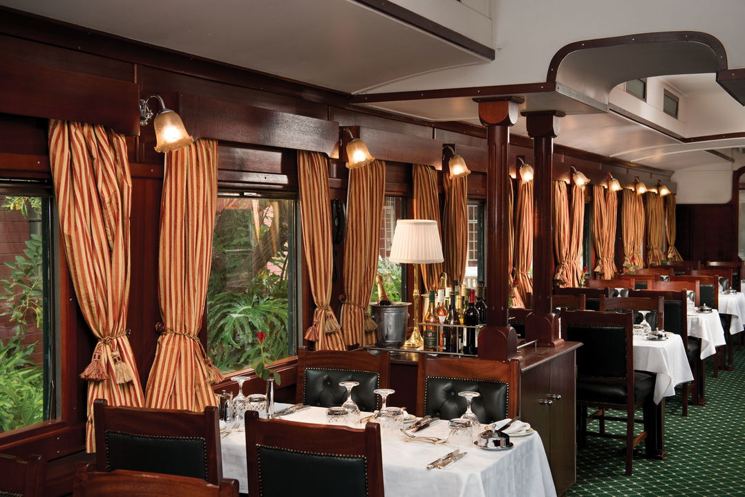 dining cart of Rovos Rail train