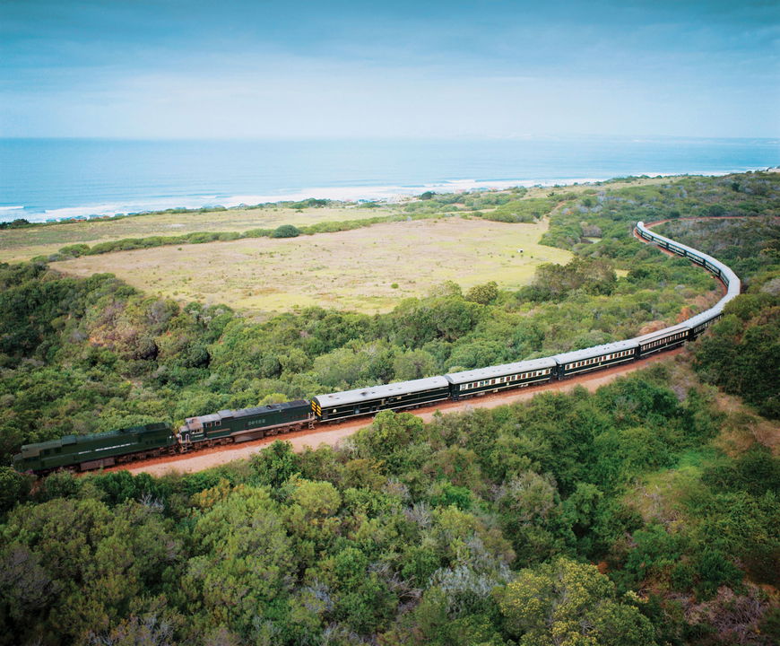 rovos rail passing groot brak river from above