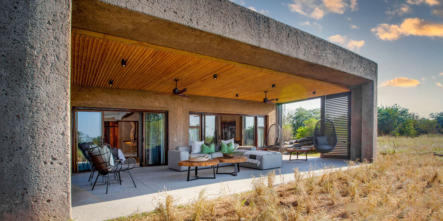 exterior view of amber villa at daytime by sabi sabi earth lodge