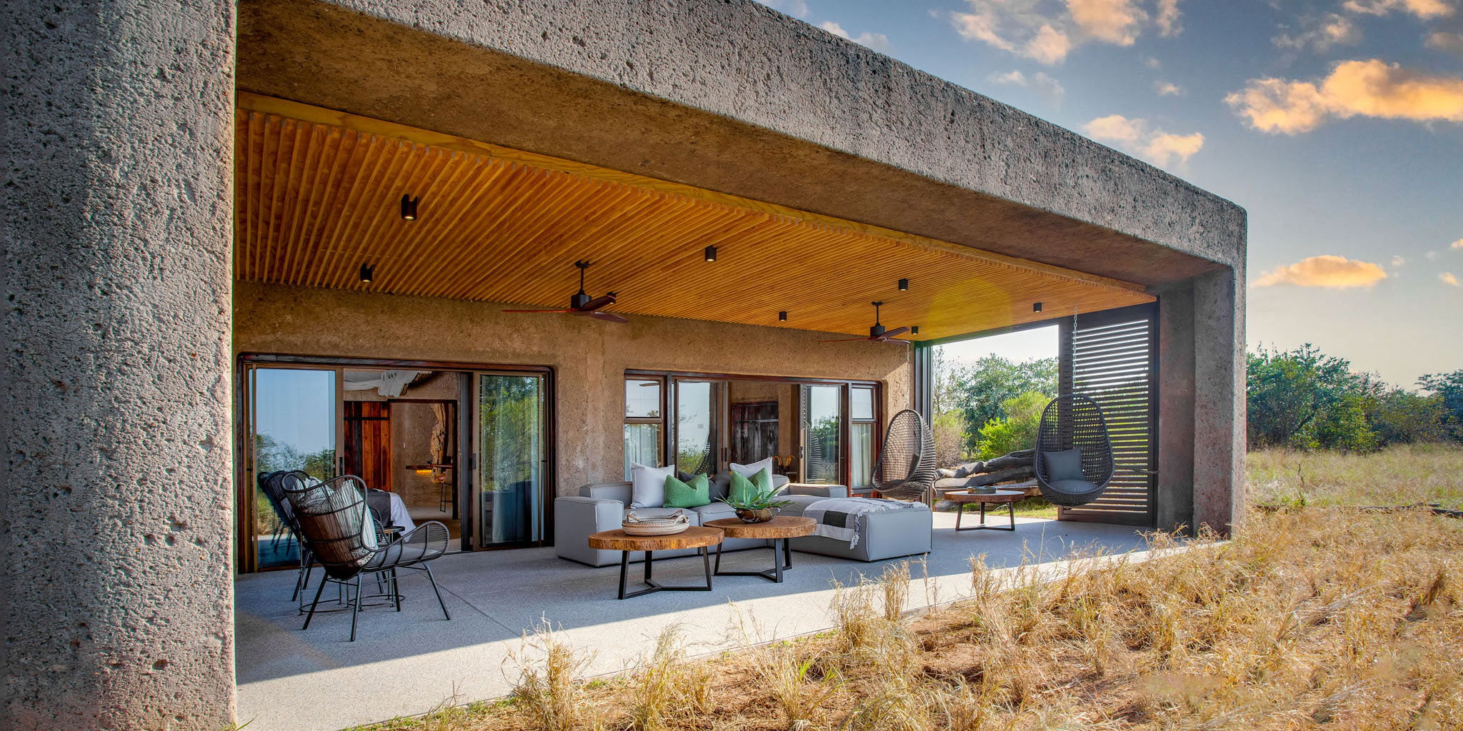exterior view of amber villa at daytime by sabi sabi earth lodge