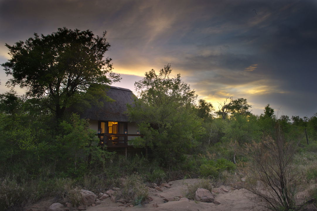 evening view of suite at little bush camp Sabi sabi