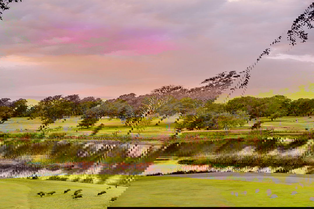  sunset view of fairway and green on Skukuza golf course Kruger national park