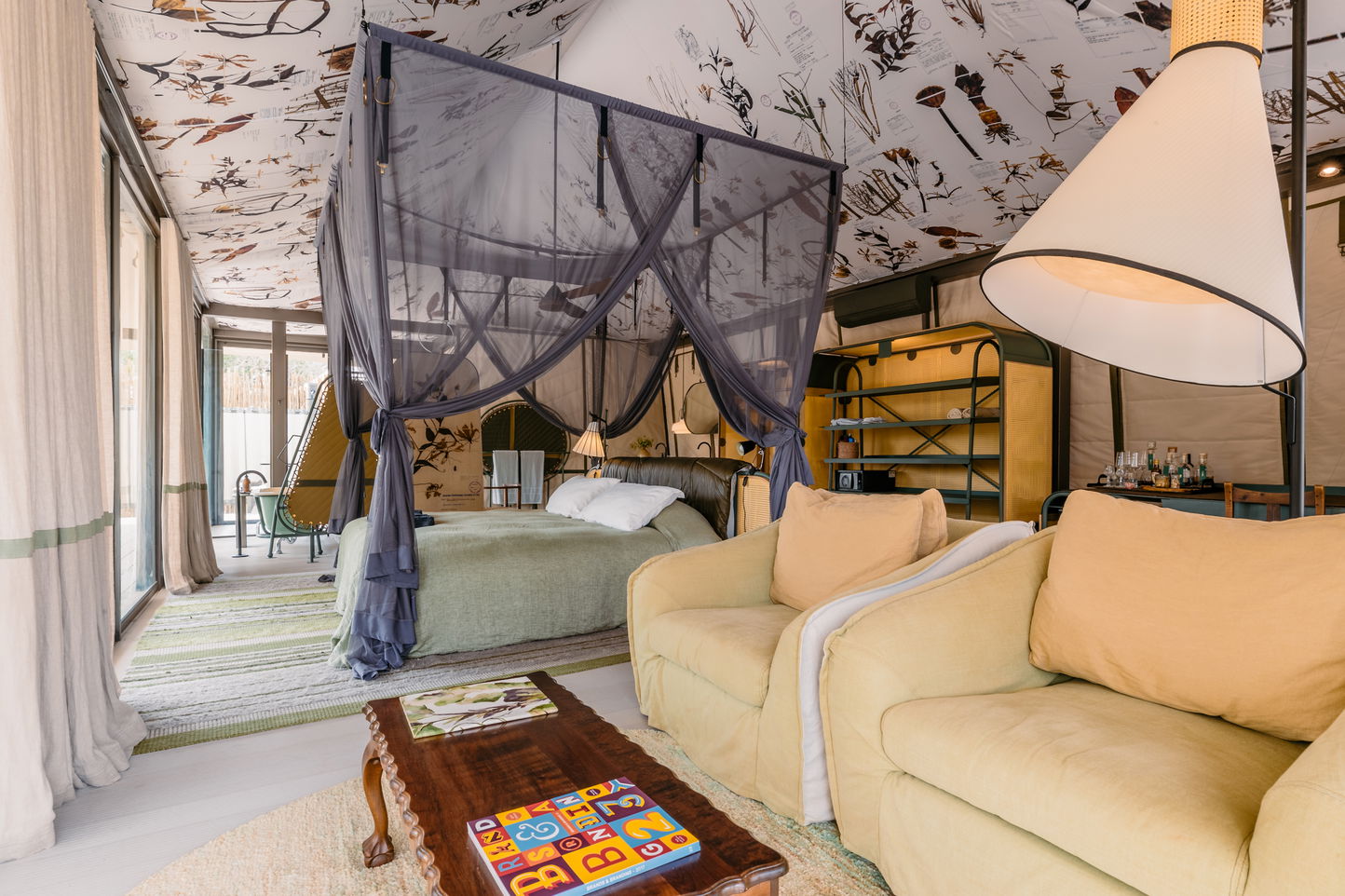 luxury room with double bed and views at Thornybush private game lodge