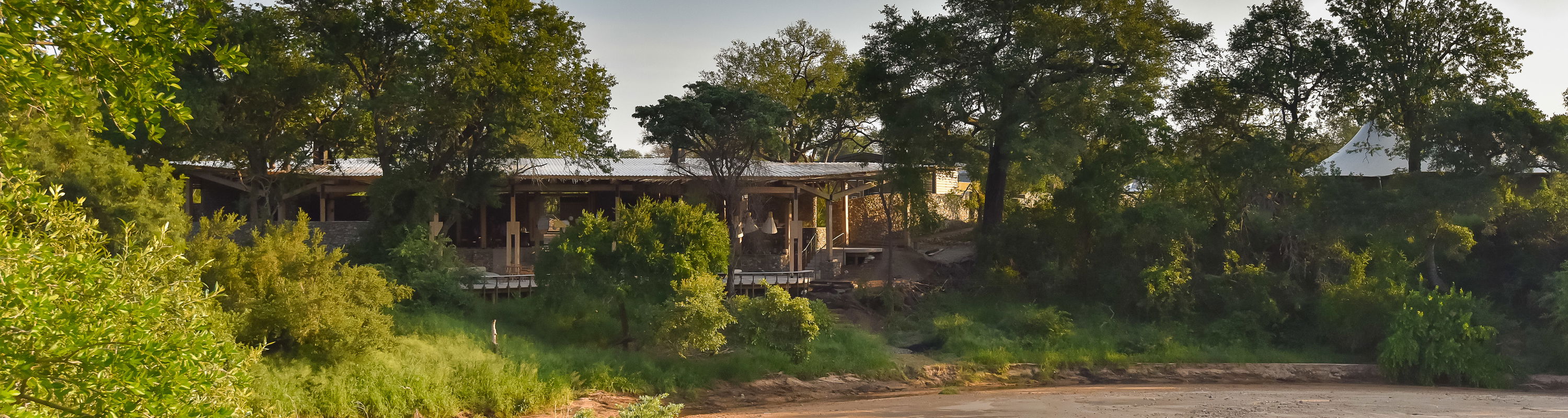 Saseka luxury safari lodge main area from riverbed