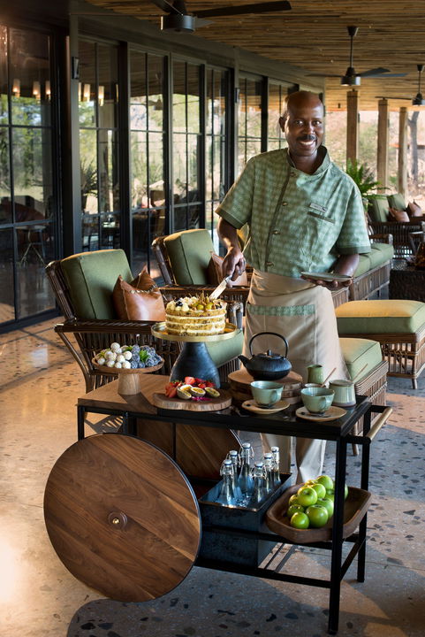 staff serving food  at &Beyond Tengile River Lodge Sabi Sands