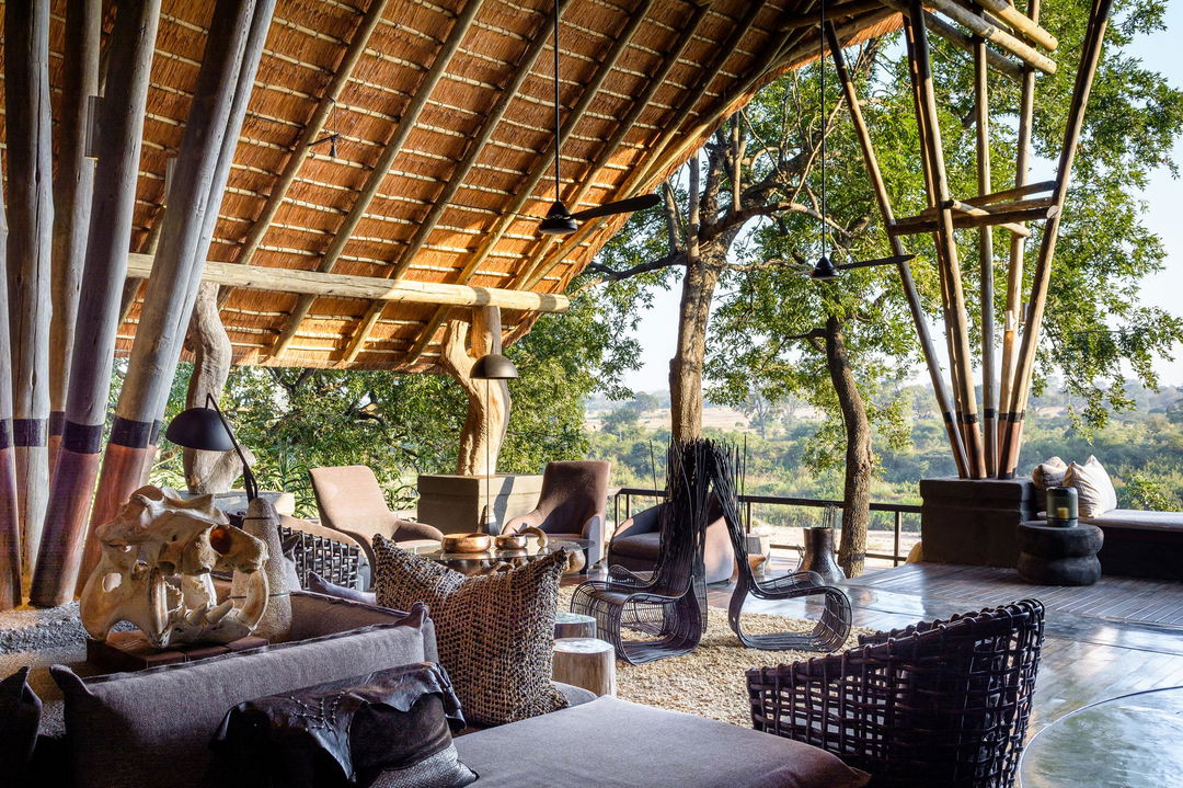 Singita Boulders Lodge Main Lounge and View of Riverbed