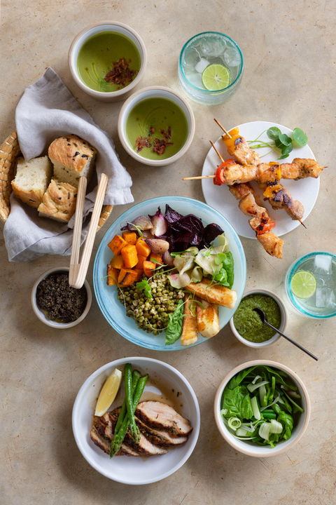 various dishes of gourmet food plated at Singita Faru Faru lodge Serengeti