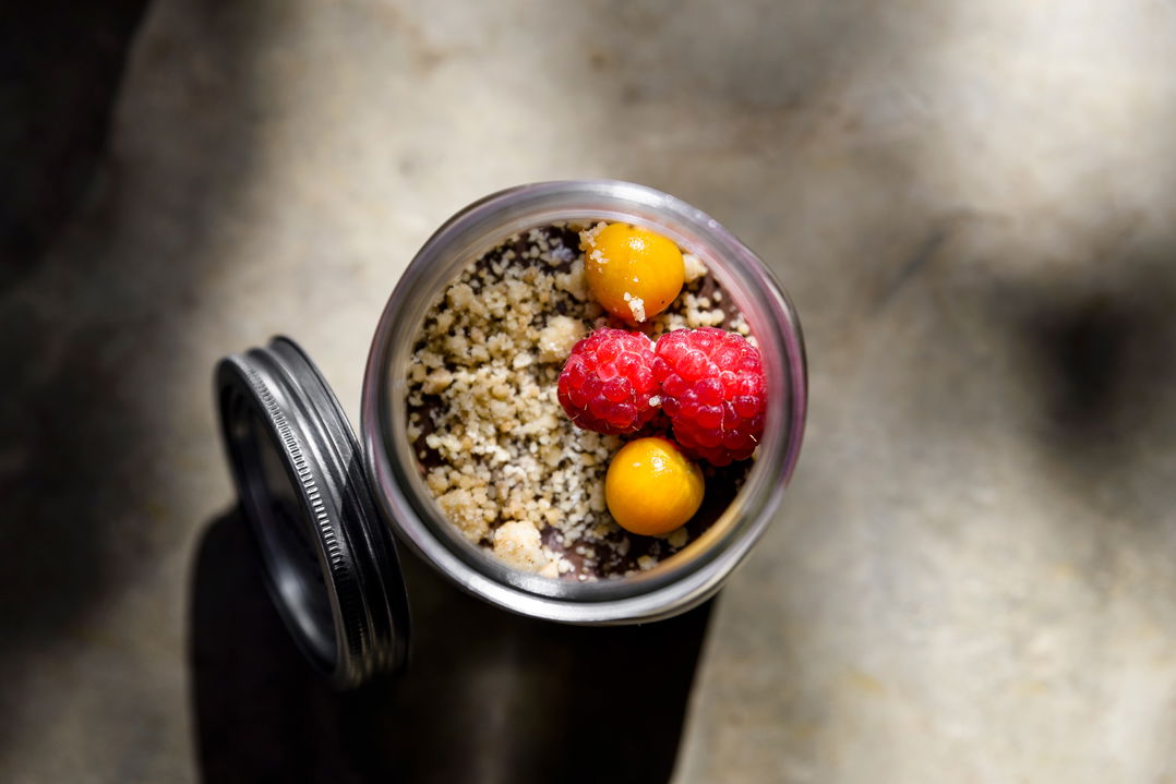 gourmet desert in a jar at Singita Faru Faru lodge Serengeti