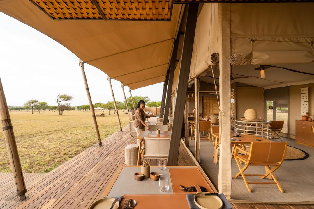 main viewing deck from the side at Singita Sabora Tented Camp Serengeti 