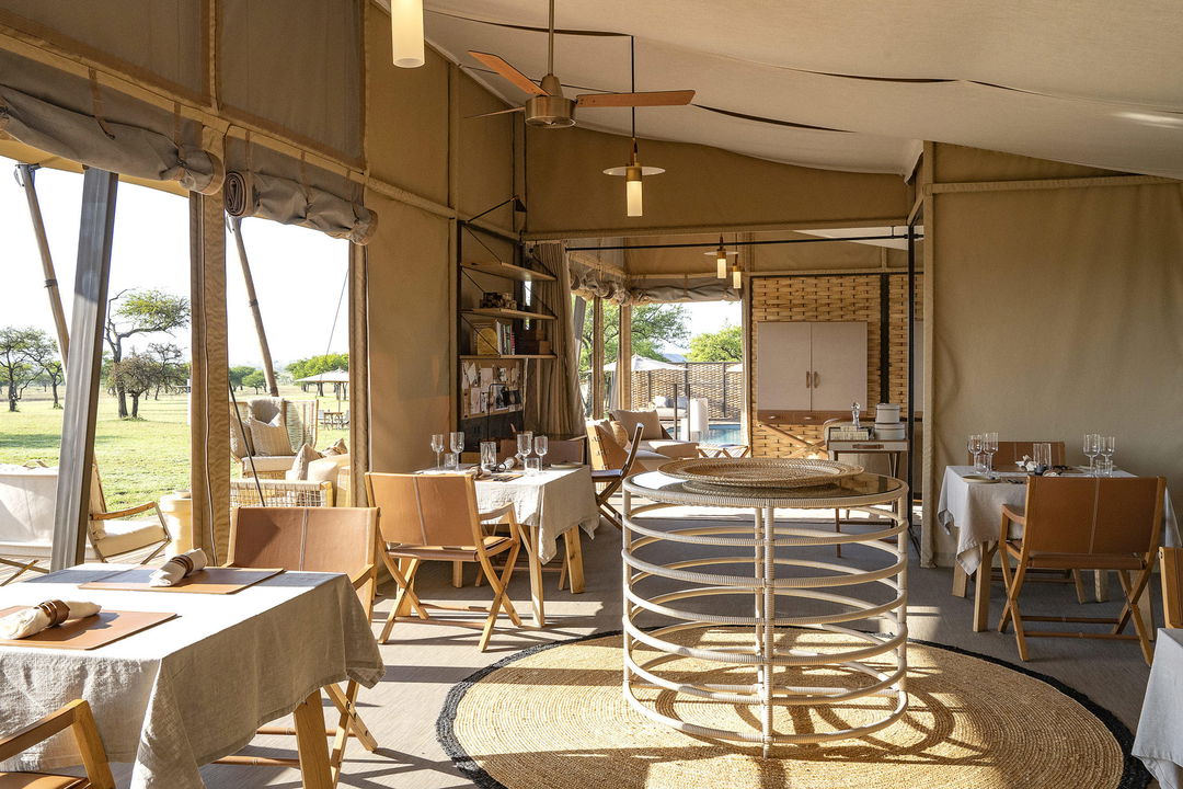 main dining area of Singita Sabora Tented Camp Serengeti 