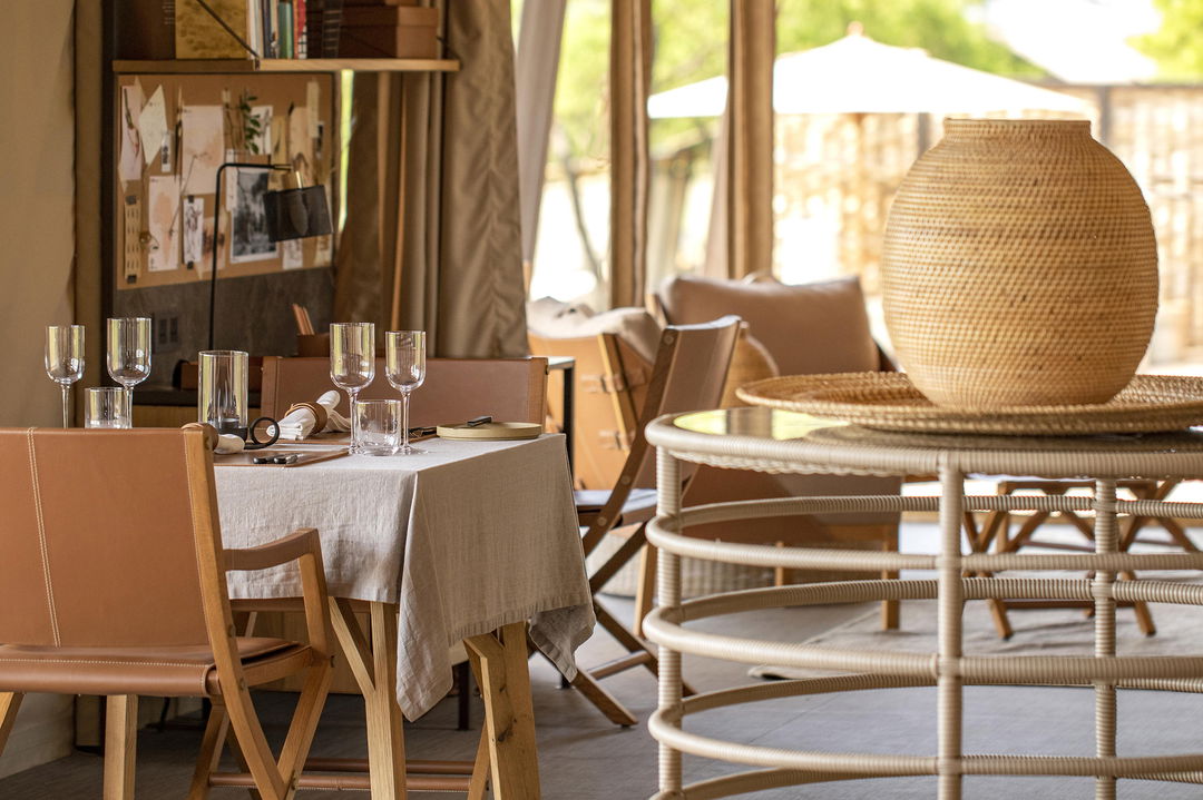 dining area in the main camp of Singita Sabora Tented Camp Serengeti 