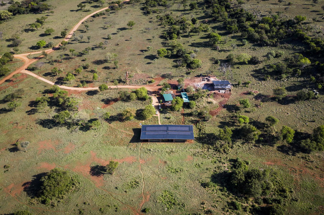 aerial view of the solar installations at Singita Sabora Tented Camp Serengeti 