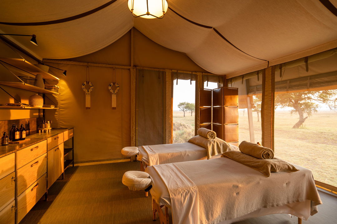 two spa beds in the wellness facility of Singita Sabora Tented Camp Serengeti 