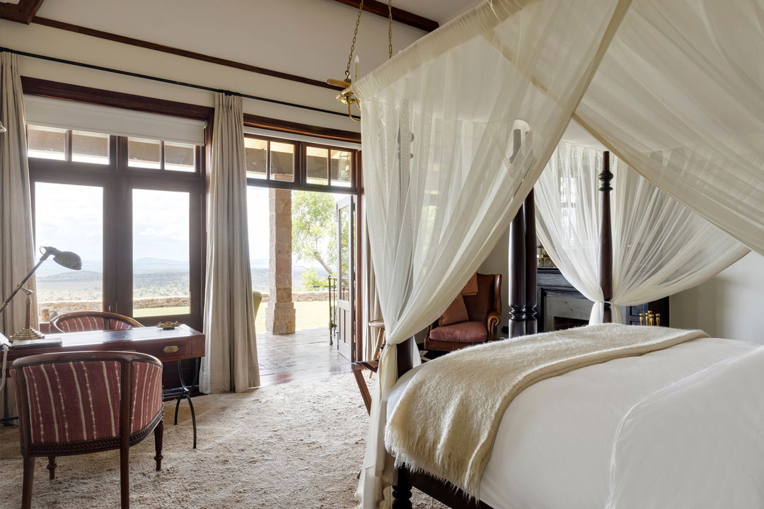 inside a bedroom of Singita Sasakwa lodge in Serengeti