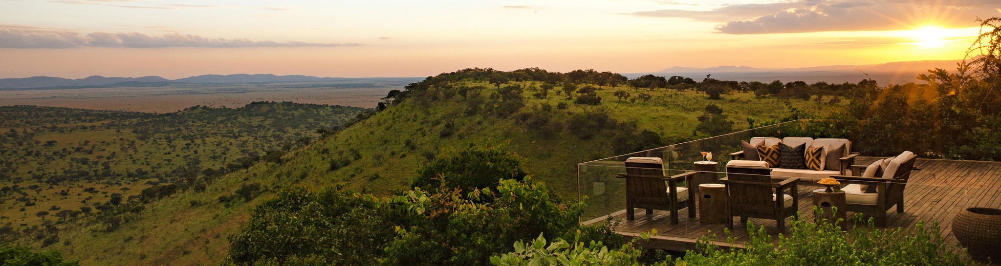 sunset view from the deck of Singita Sasakwa camp Serengeti