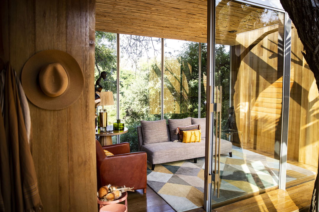 interior view of the pool suite at singita sweni lodge