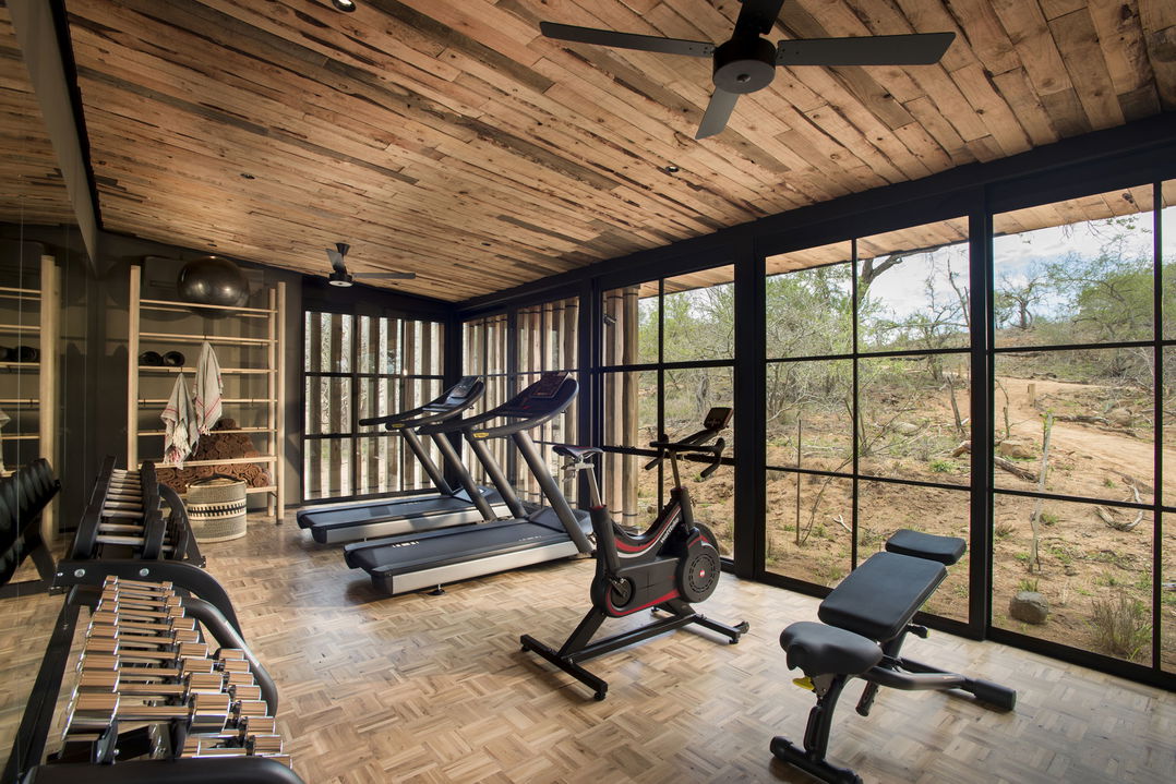 gym facilities with view of bush at &Beyond Tengile River Lodge Sabi Sands