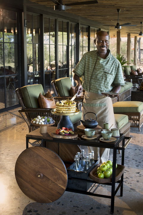staff serving food  at &Beyond Tengile River Lodge Sabi Sands