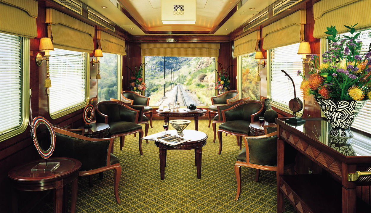 lounge area in the back of the observation cart of the Blue Train