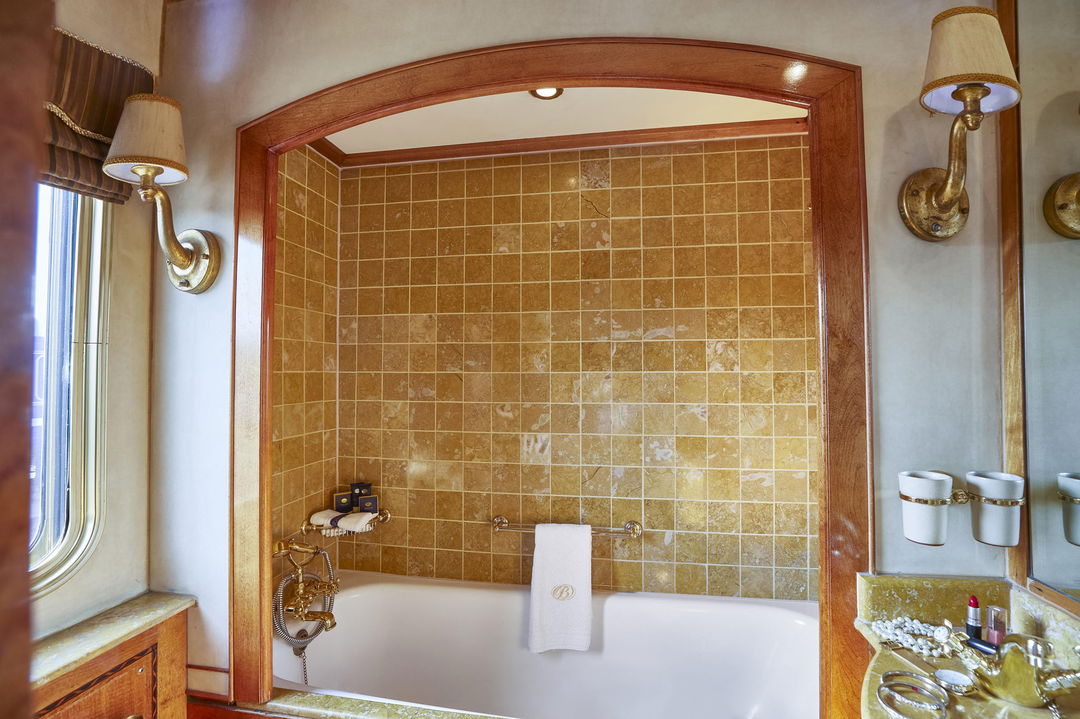 inside view of a bathroom in a suite of the Blue Train