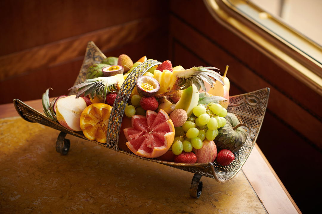 fresh fruit bowl serving on the Blue Train