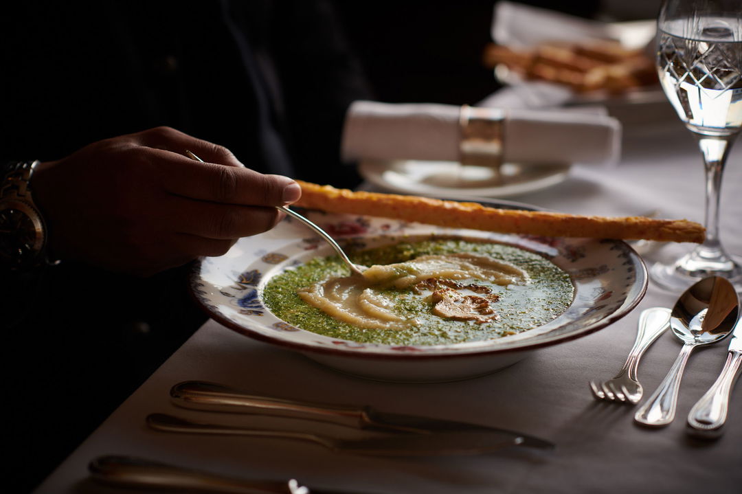 gourmet soup dish served on Blue Train South Africa