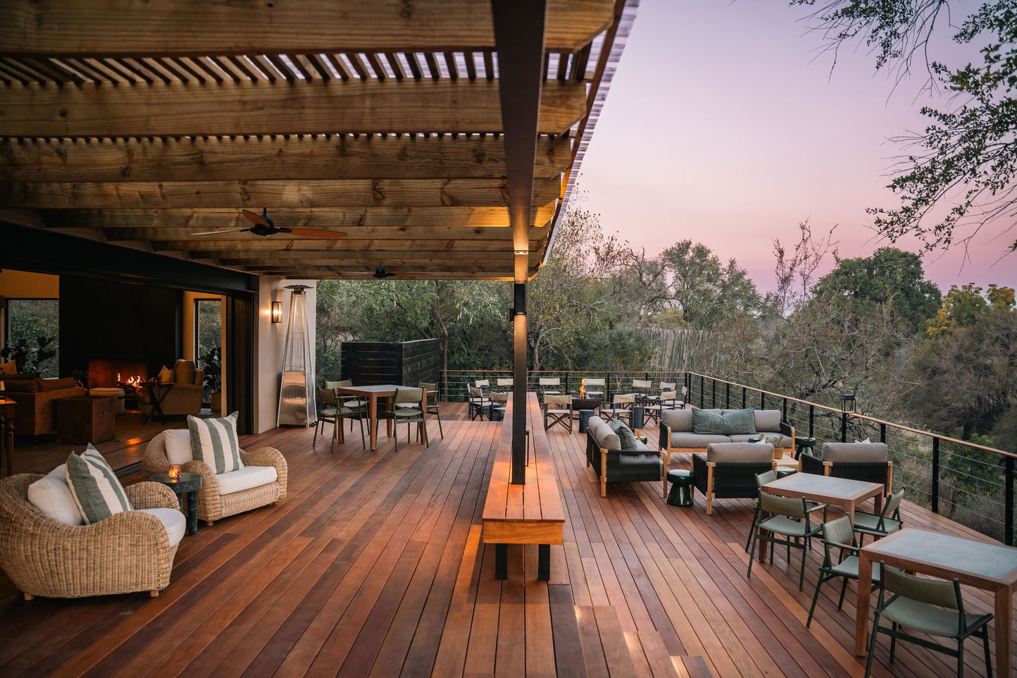 Main Guest area on deck at Simbambili Thornybush lodge south Africa