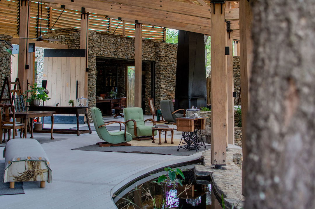 partial view of the main deck at thornybush saseka tented camp