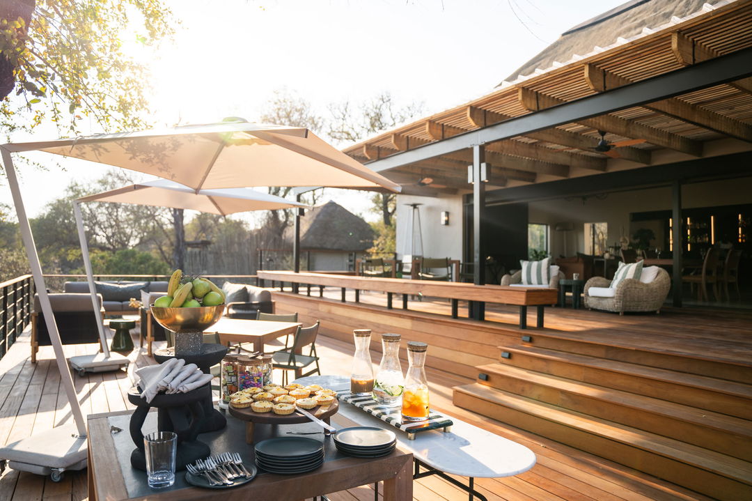 food spread on table of simbambili lodge thornybush