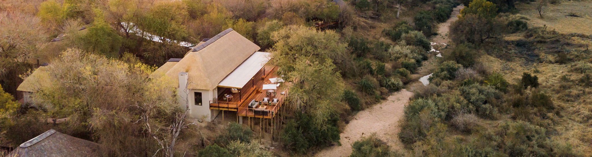another arial view of thornybush simbambili at sunset