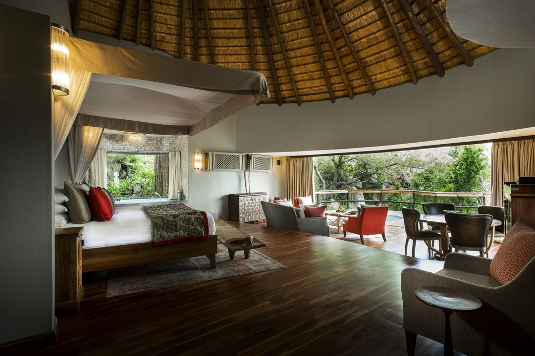 inside view of bedroom at ulusaba cliff lodge