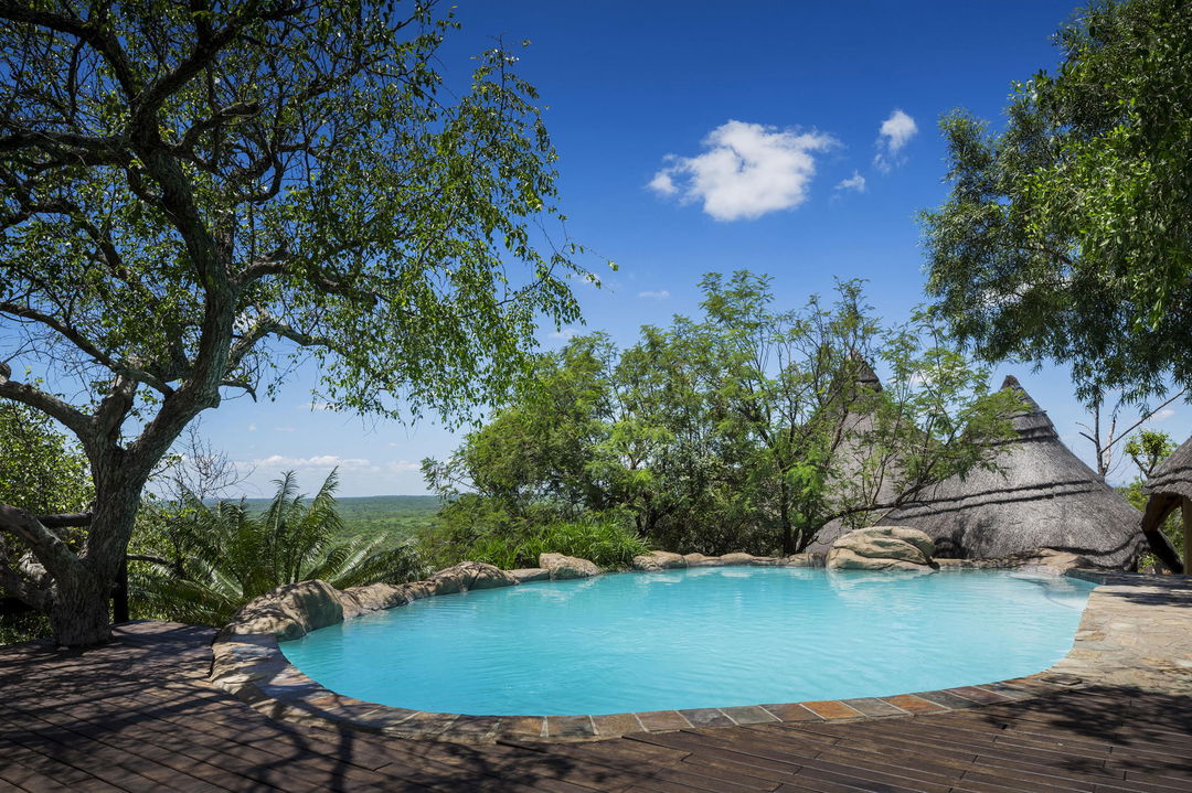 view of the main pool at ulusaba rock lodge