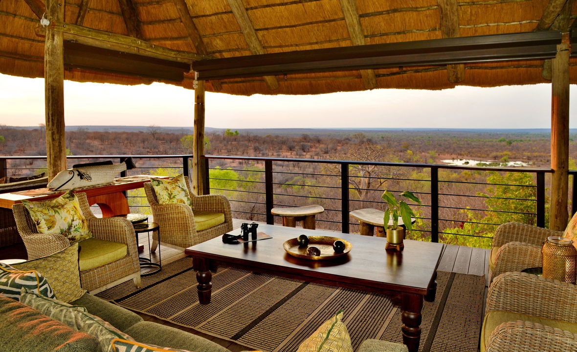 lounge deck of Victoria falls safari club