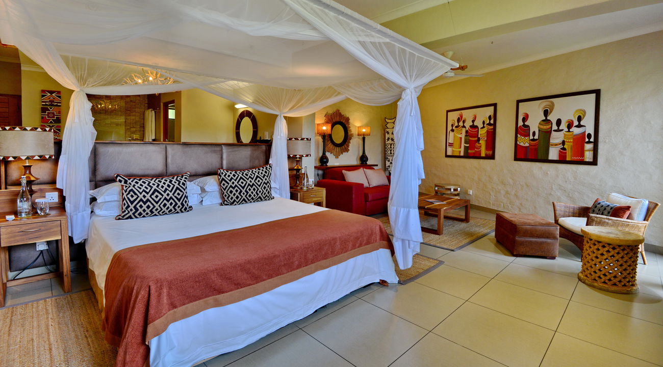 bedroom view of Victoria falls safari lodge suites
