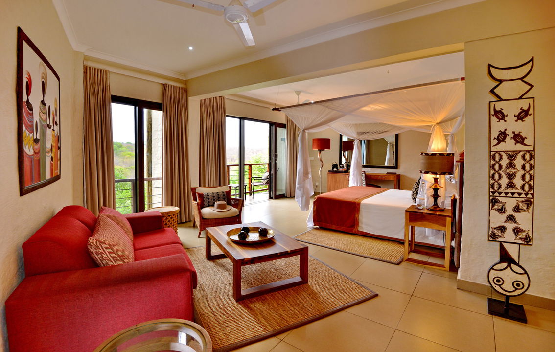 bedroom view of Victoria falls safari club suite