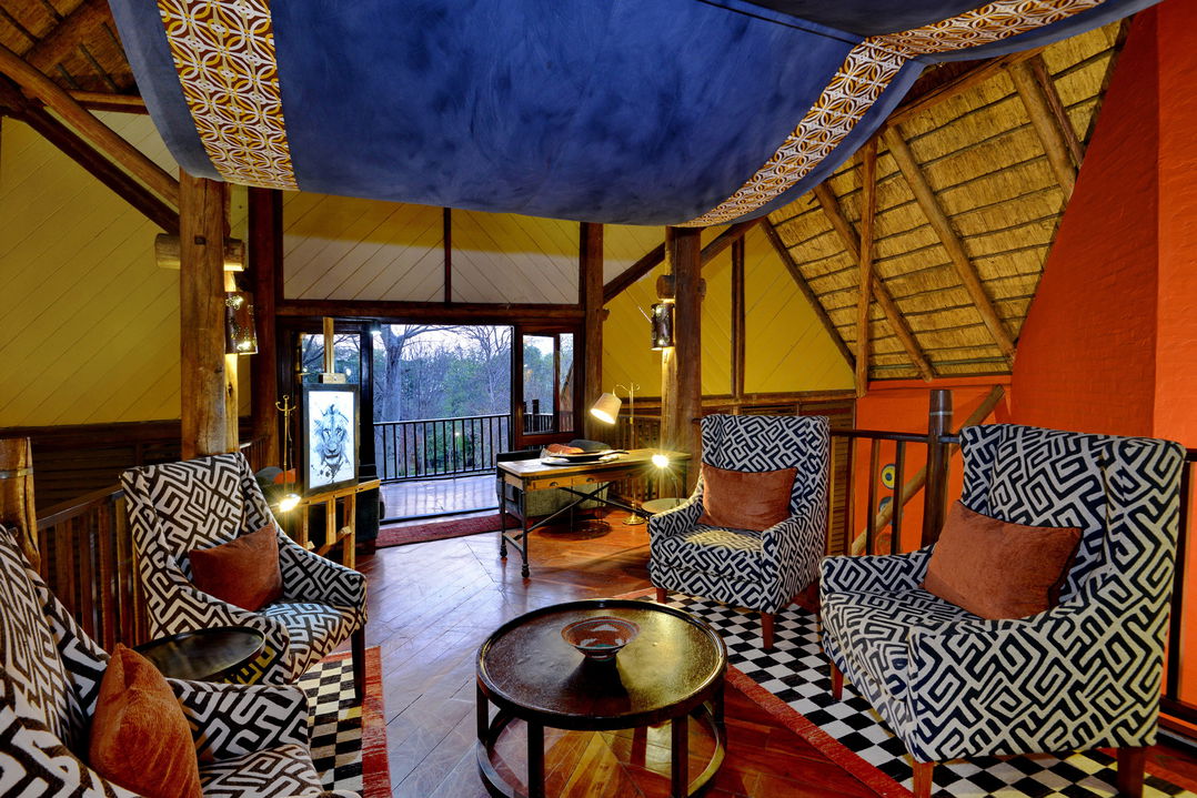 view of the lounge in victoria falls safari lodge