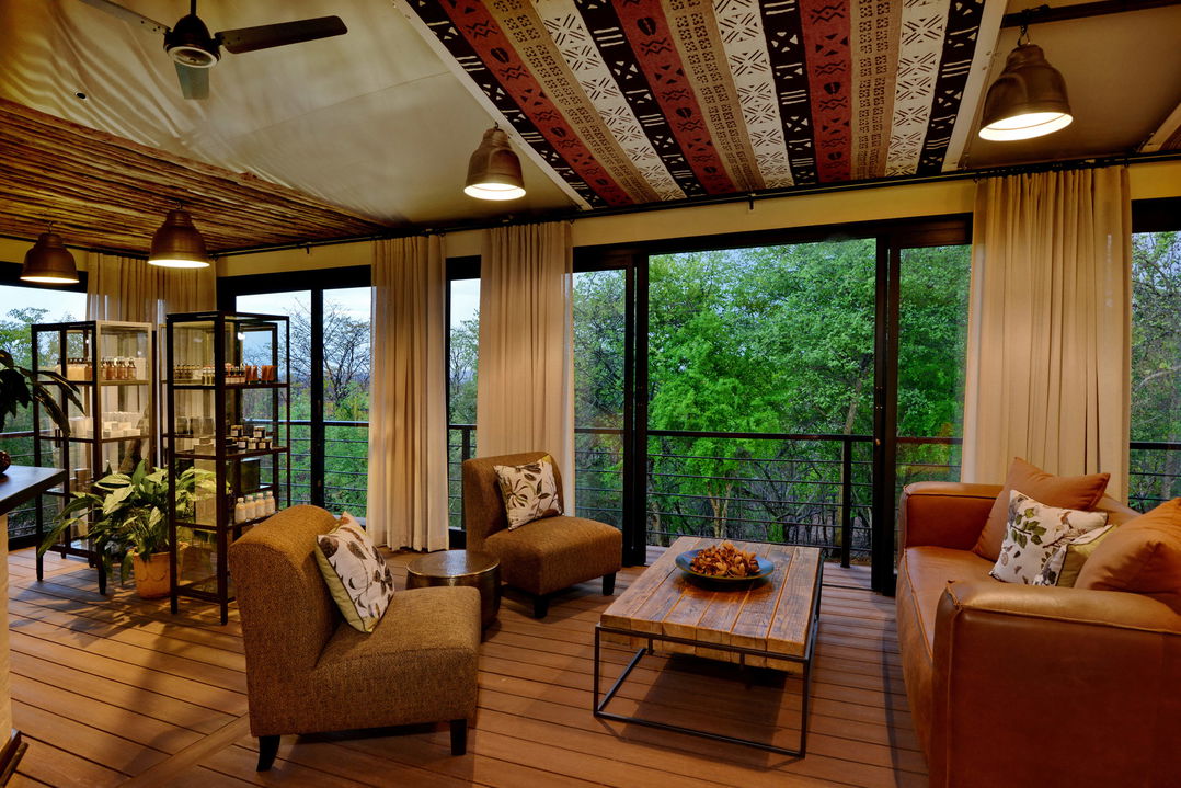 lounge area in the spa of Victoria falls safari lodge
