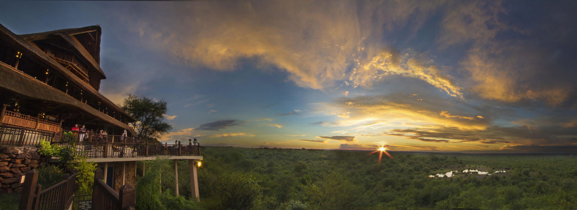watering hole sunset view of Victoria falls safari lodge