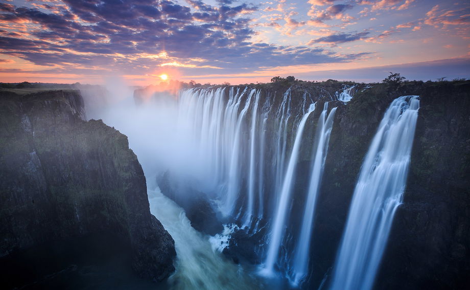 sunset view of the Victoria falls zimbabwe