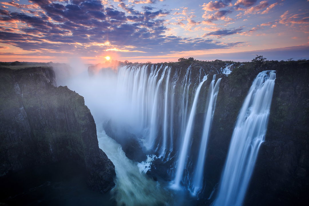 sunset view of the Victoria falls zimbabwe