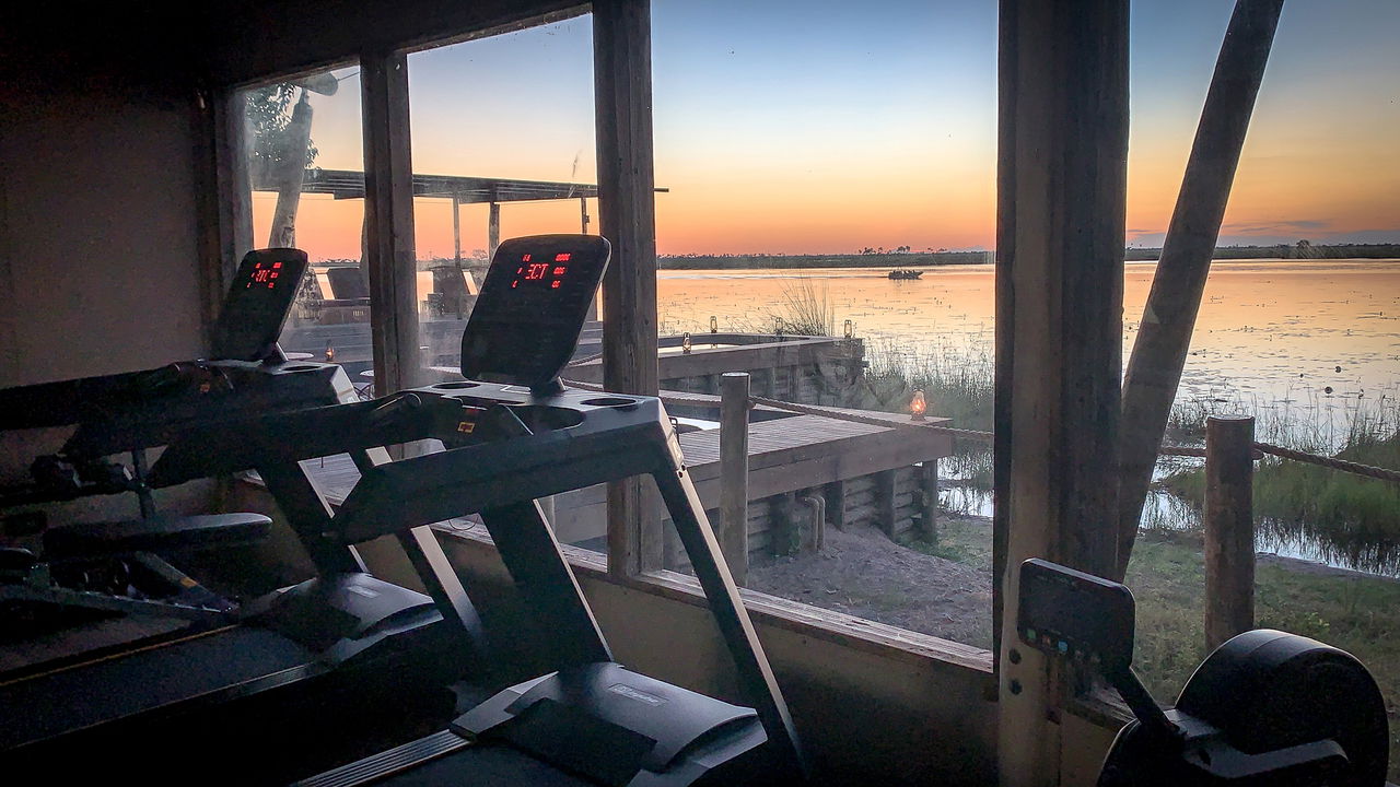 view of the gym at wilderness duma tau camp botswana