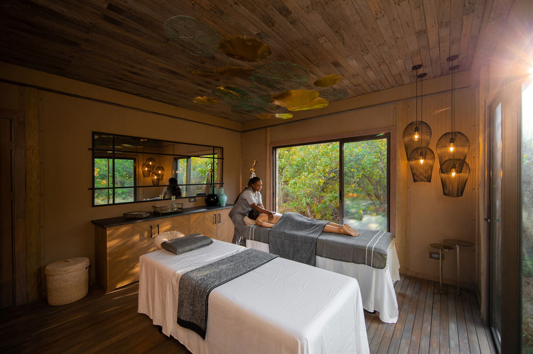 message beds in the osprey spa at wilderness duma tau camp botswana