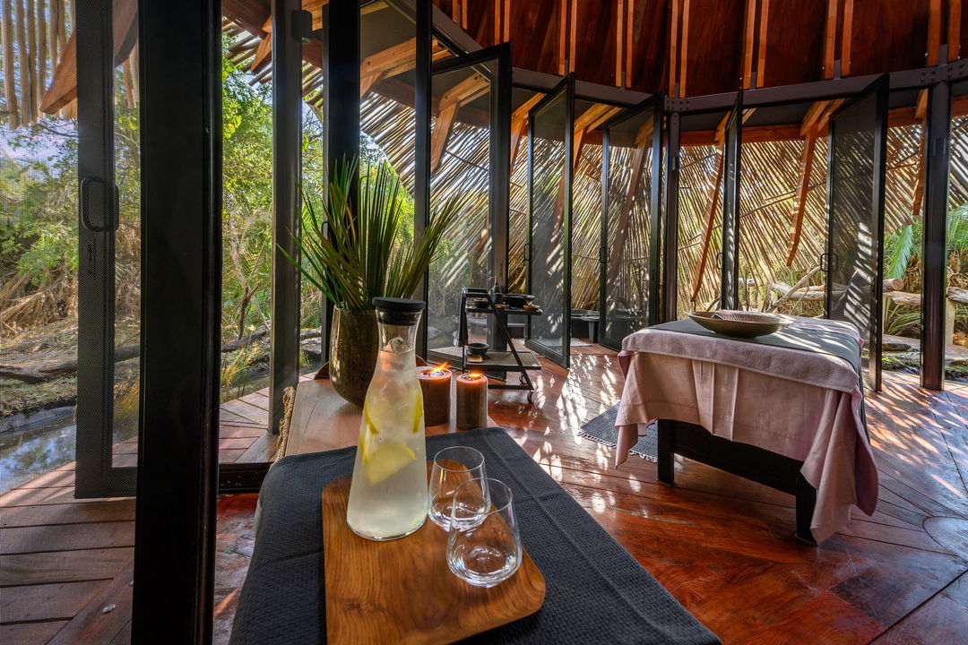 view of spa facilities inside the man lodge of Jao Camp Wilderness Botswana
